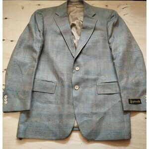 Stanley Blacker Blazer Men's 43 Pure Silk Blue Textured Sport Coat Vintage NWT